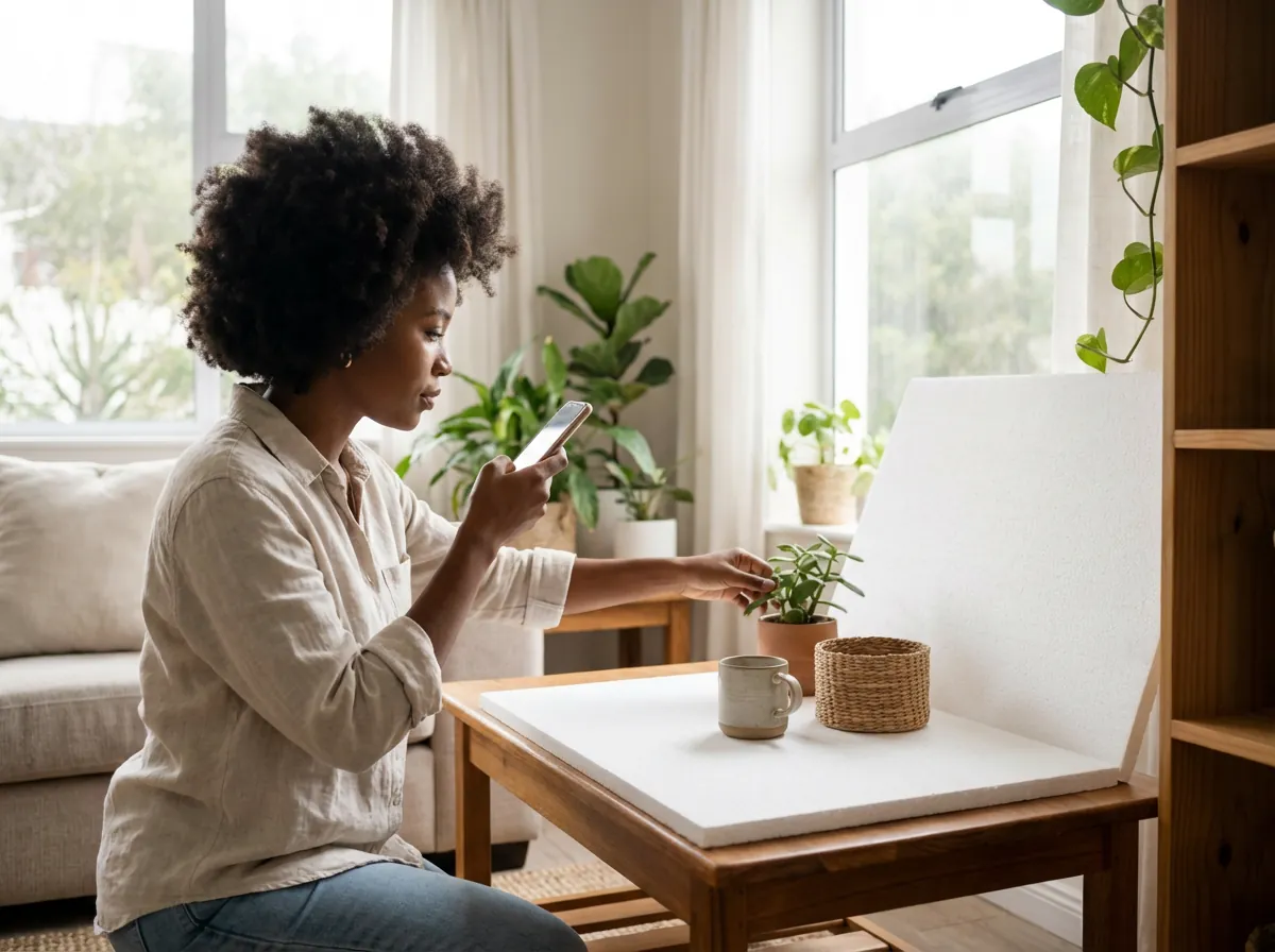 Photographier un article avec un smartphone sur fond neutre