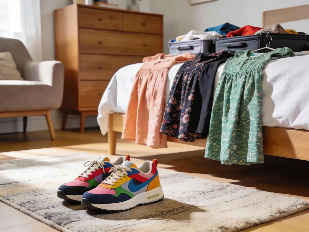 Sélection de vêtements de marque d'occasion sur un portant