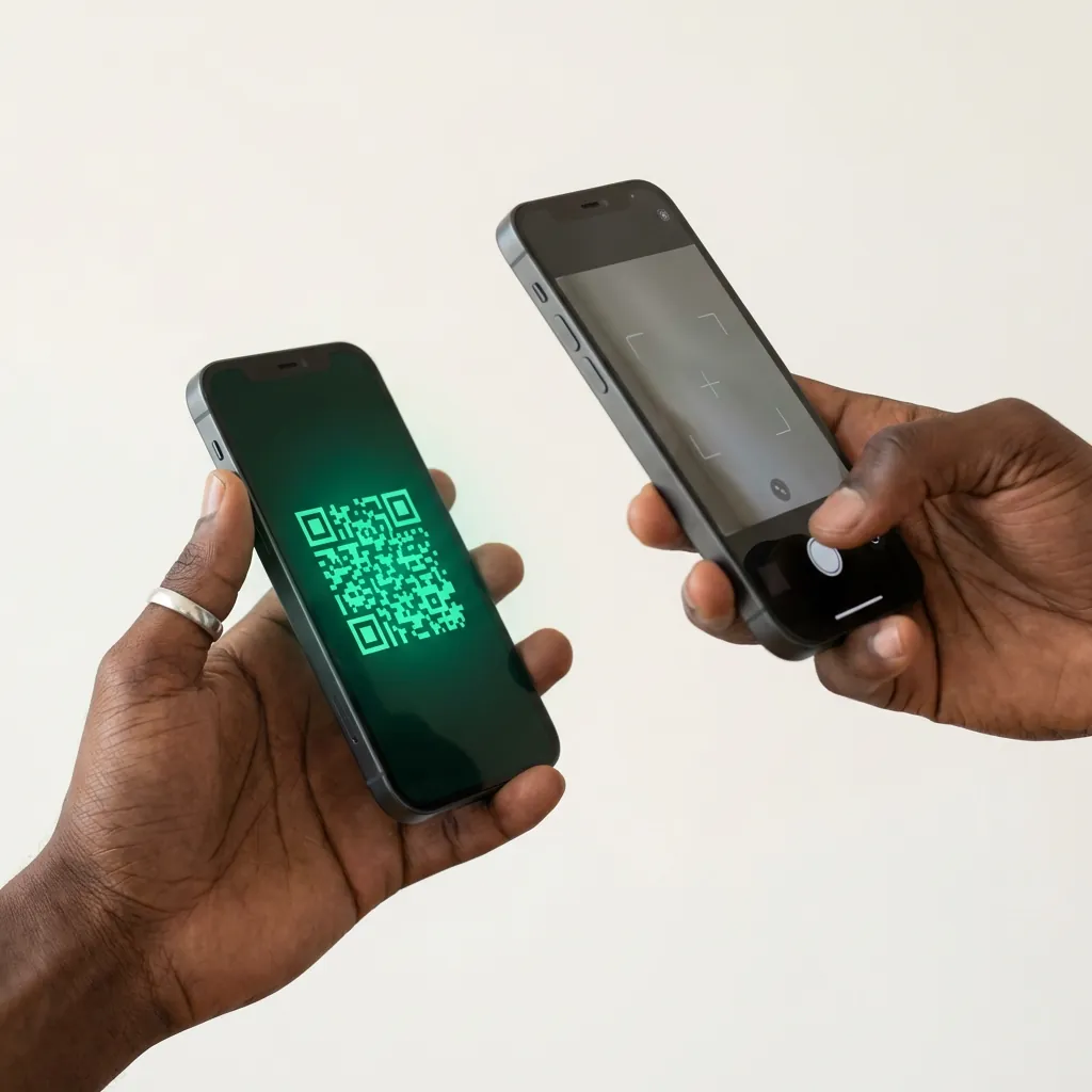 Smartphone affichant un QR Code de validation de transaction