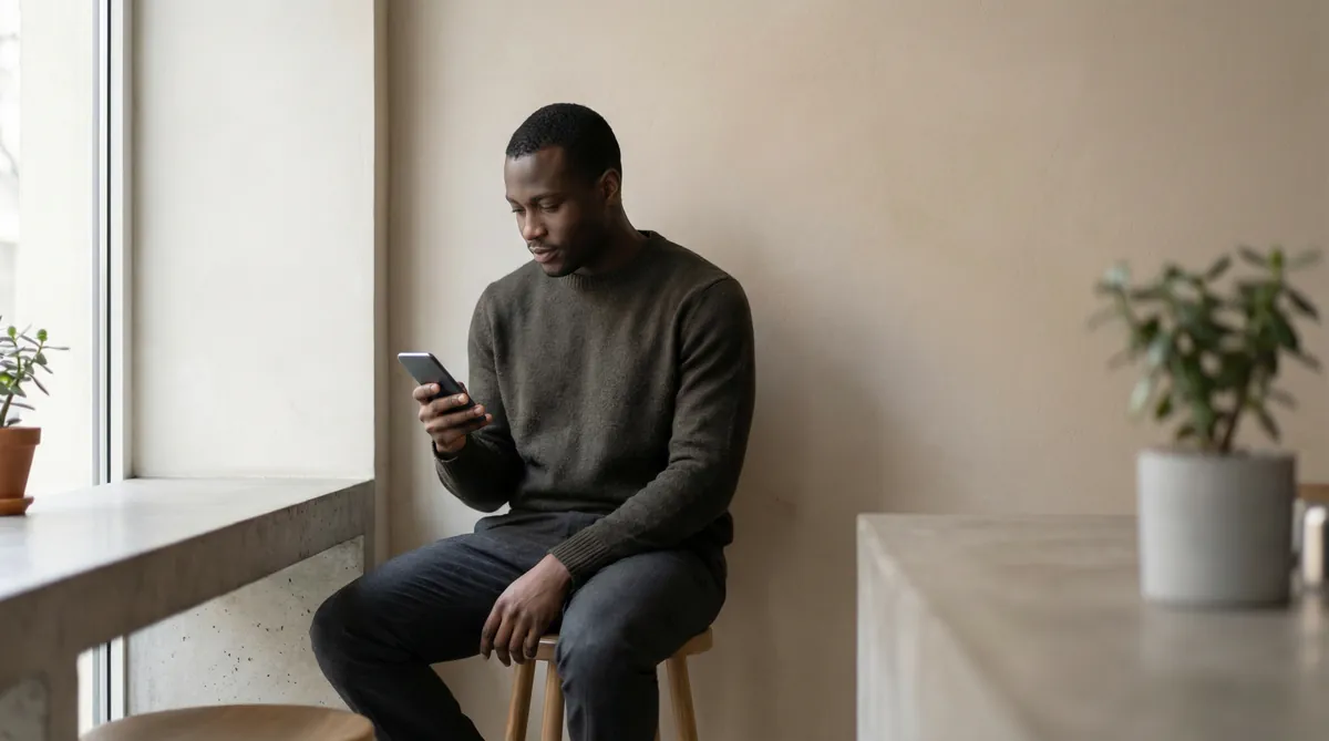 Smartphone d'occasion posé sur une table prêt à être vendu